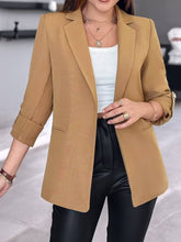 Aurohaya Solid Color Blazer for Women Long Sleeve Buttoned Polyester Elegant Casual Fashion Jacket